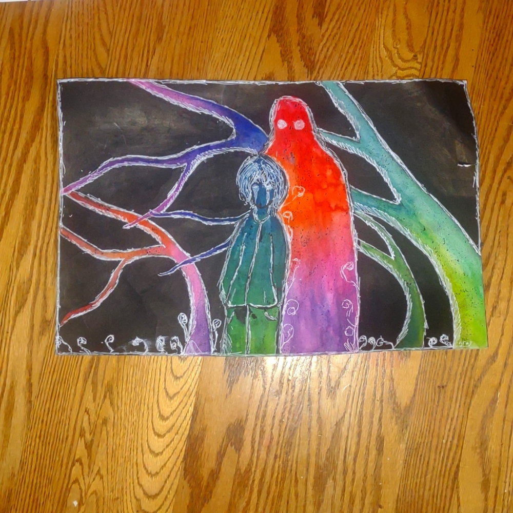 Original multimedia painting 12x18 SLIGHTLY DAMAGED